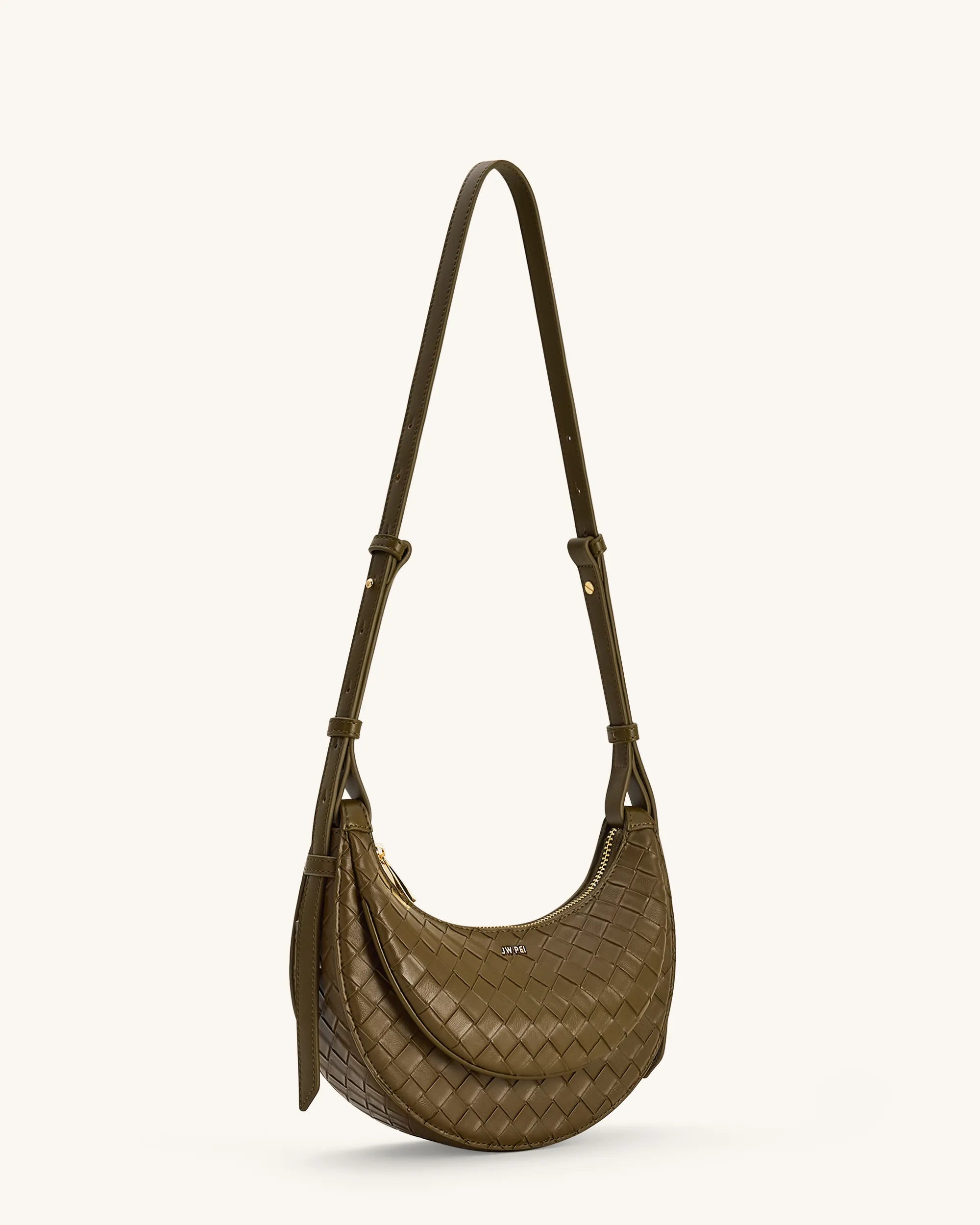 JW PEI Olive Green  Sharon Woven Texture Crossbody Bags SKU: 1C131-72W_Olive Green Image 02