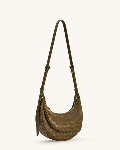 JW PEI Olive Green  Sharon Woven Texture Crossbody Bags SKU: 1C131-72W_Olive Green Image 02