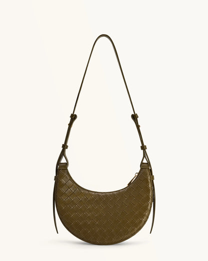 JW PEI Olive Green  Sharon Woven Texture Crossbody Bags SKU: 1C131-72W_Olive Green Image 03