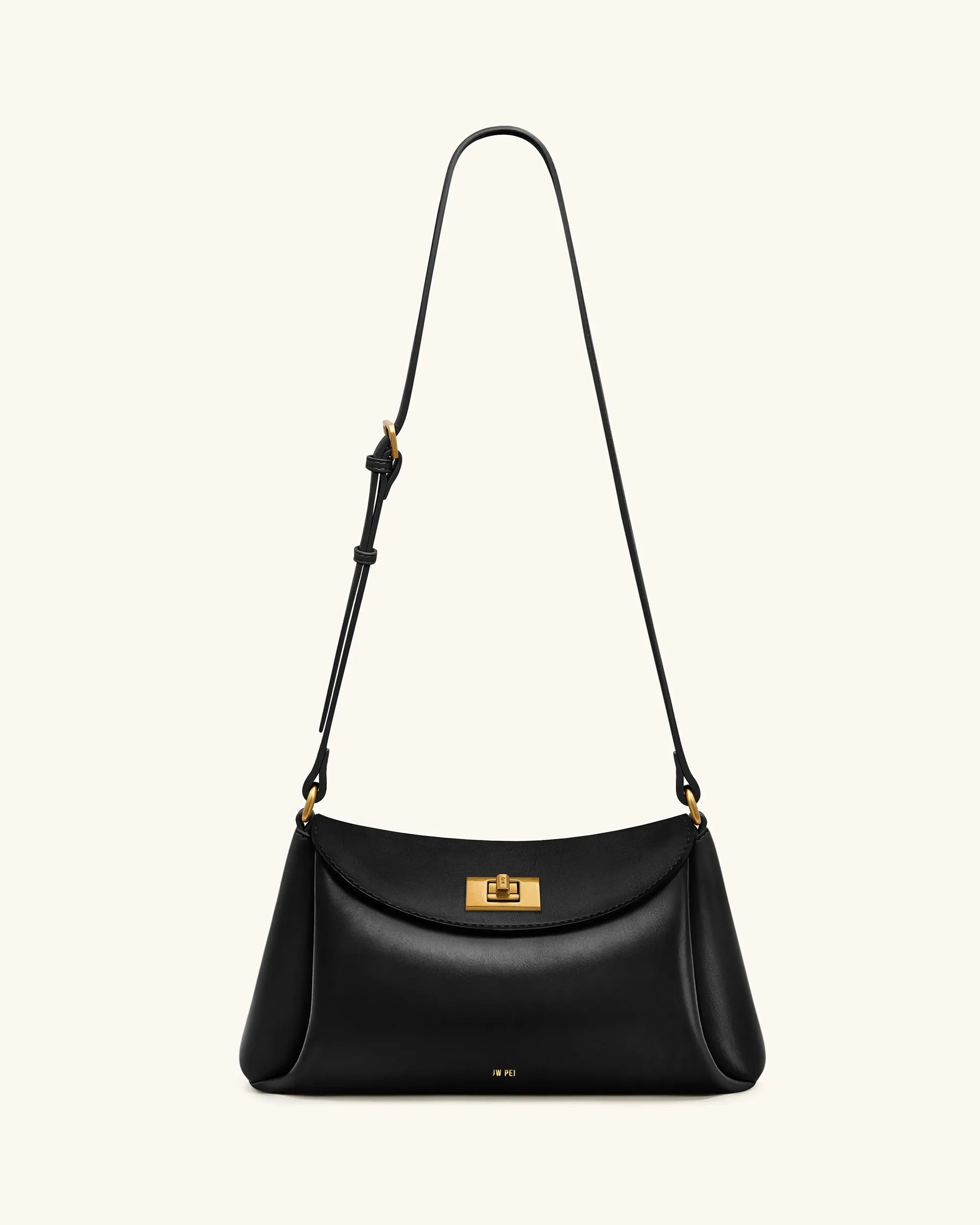 JW PEI Black Women Greta Twist-Lock Crossbody Bag - Black SKU: 1C208-1_Black Image 01