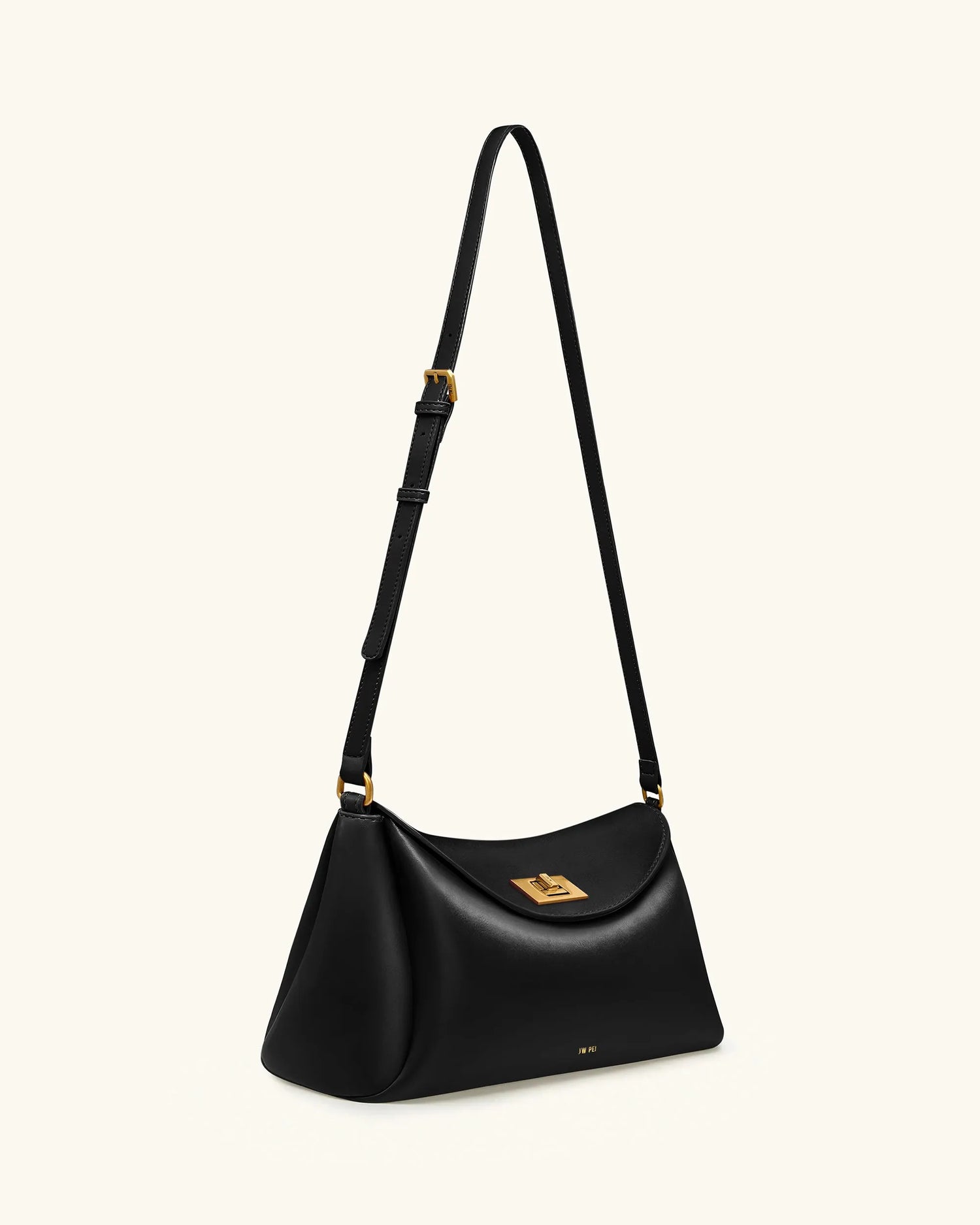 JW PEI Black Women Greta Twist-Lock Crossbody Bag - Black SKU: 1C208-1_Black Image 02