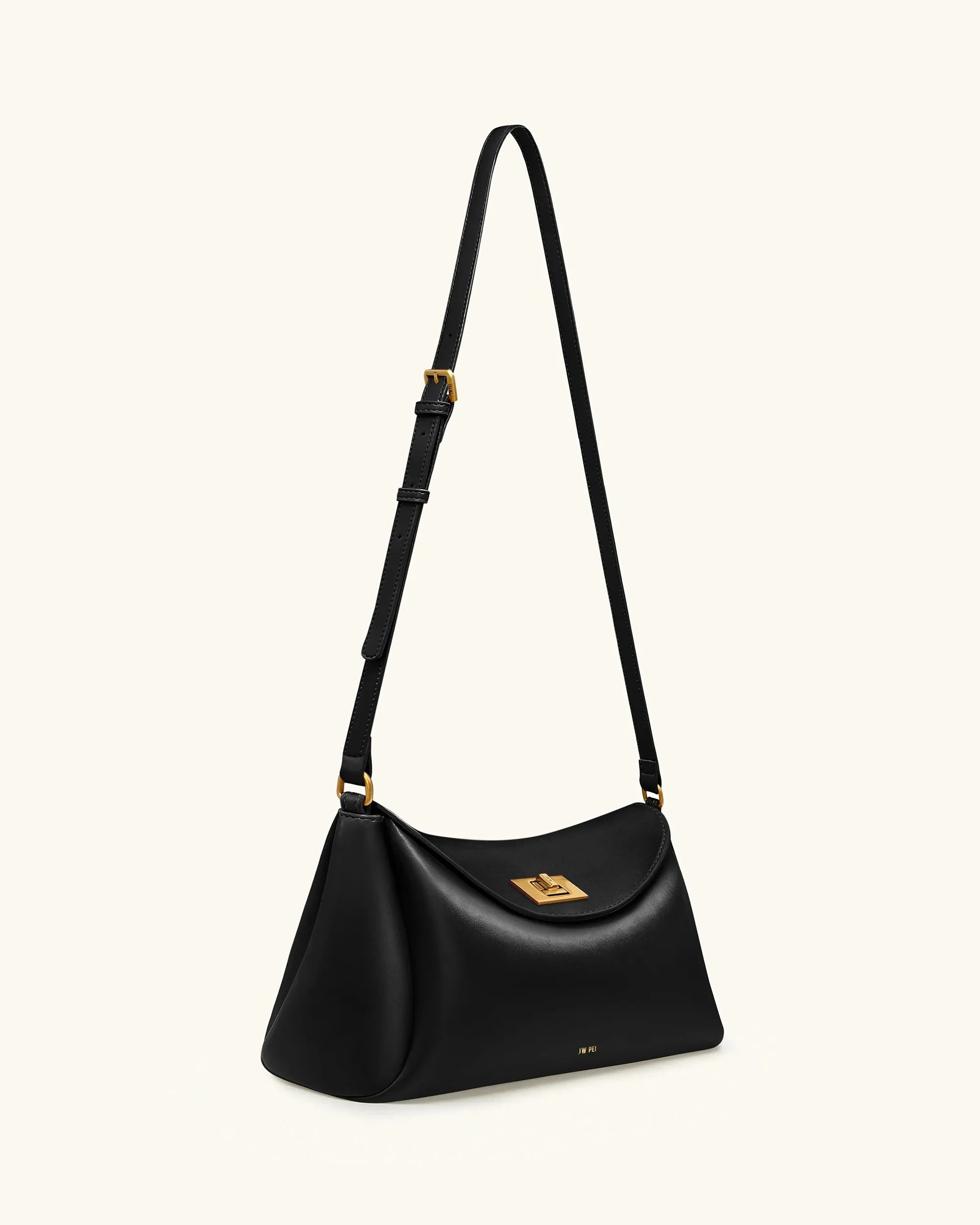 JW PEI Black Women Greta Twist-Lock Crossbody Bag - Black SKU: 1C208-1_Black Image 02