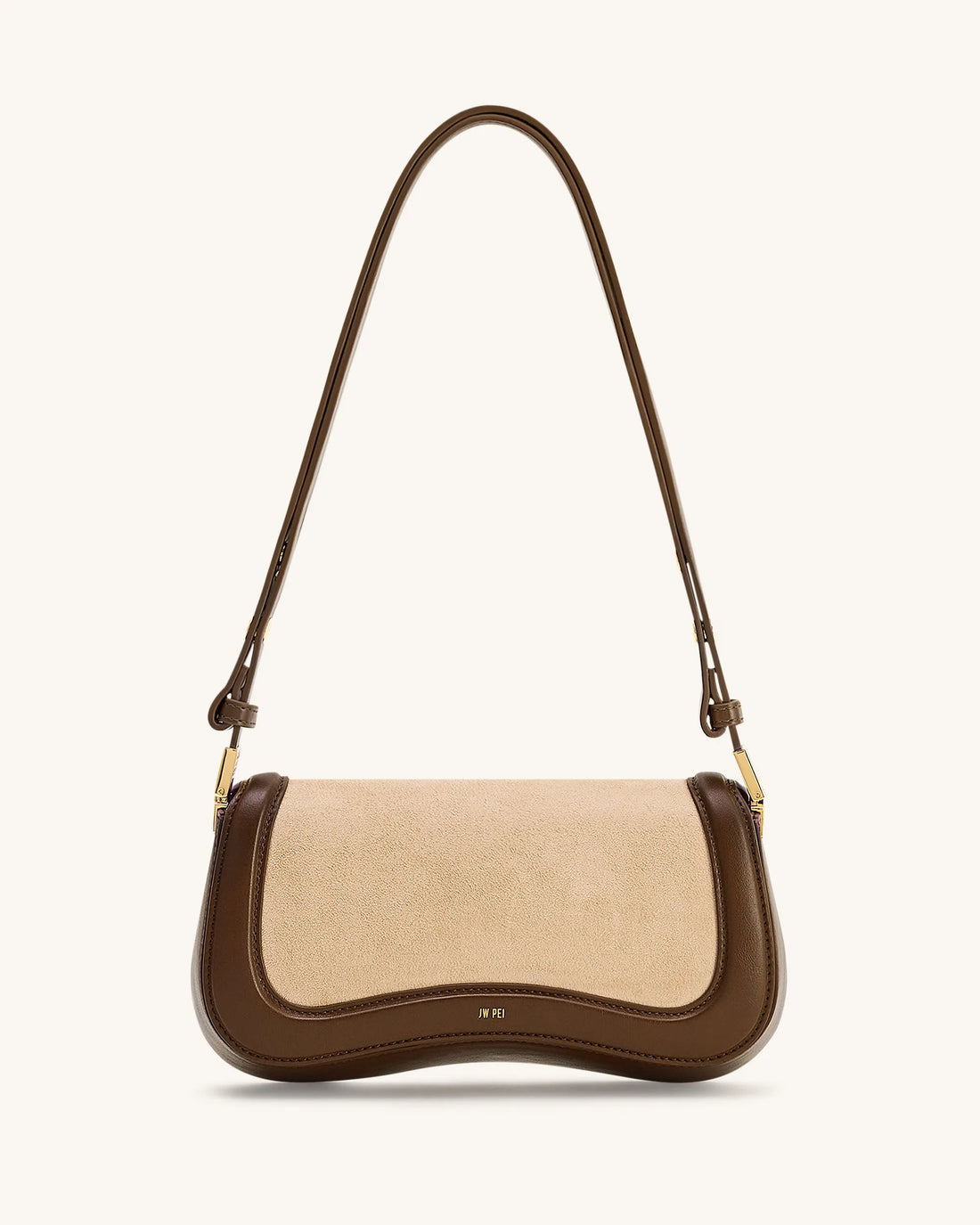 JW PEI Khaki Brown Women Joy Faux Suede Shoulder Bag - Khaki Brown SKU: 1C56-30_Khaki Brown Image 01