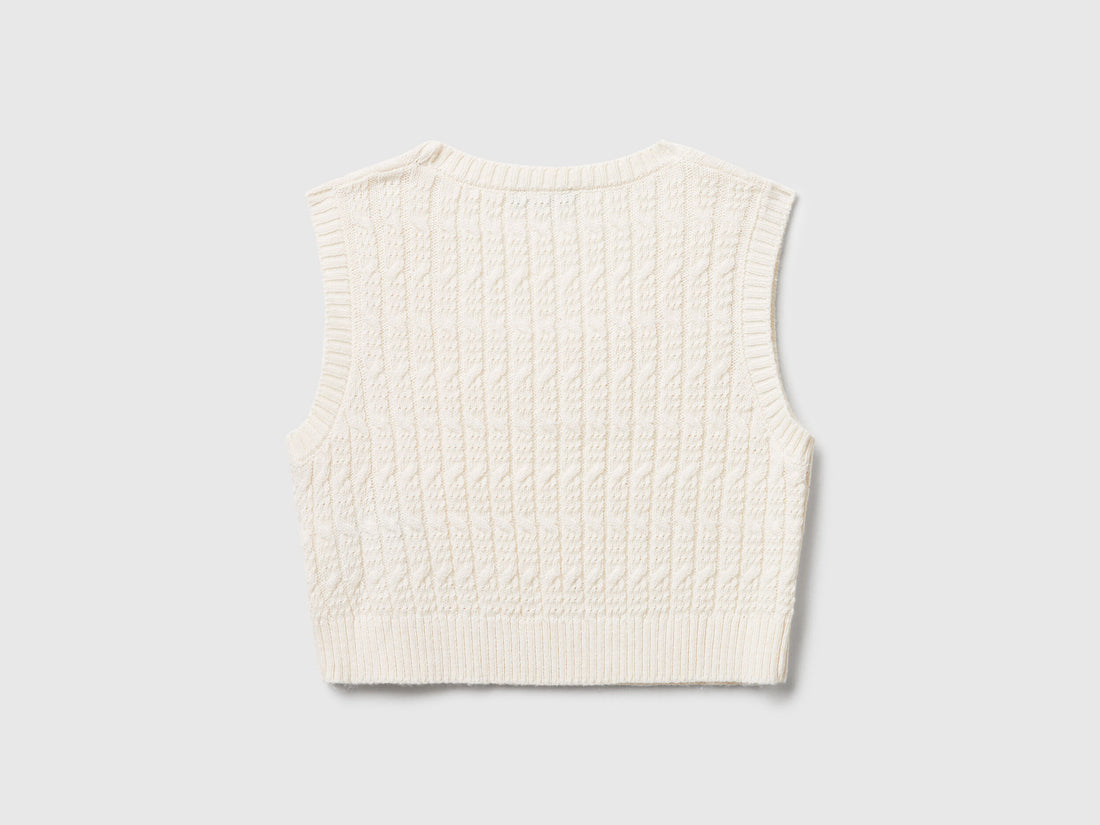 Benetton_Creamy White_Knit Vest with Cables_1D32C108Y_0R2_02