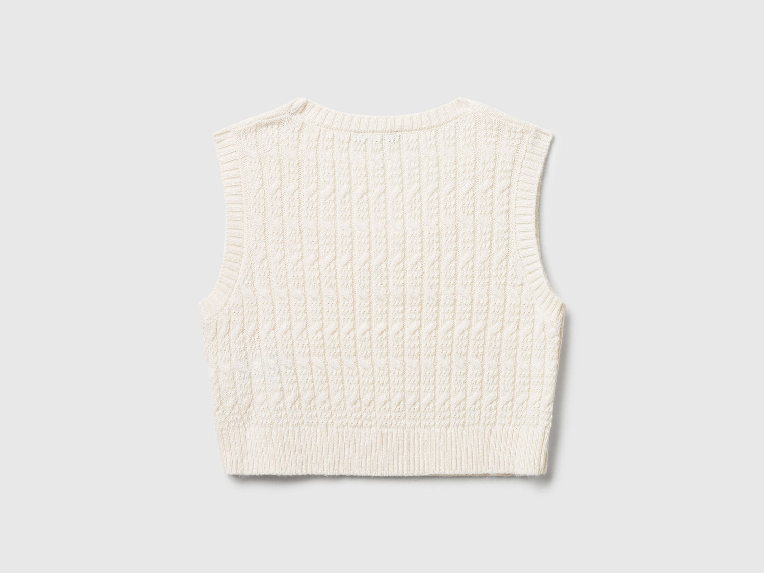 Benetton_Creamy White_Knit Vest with Cables_1D32C108Y_0R2_02