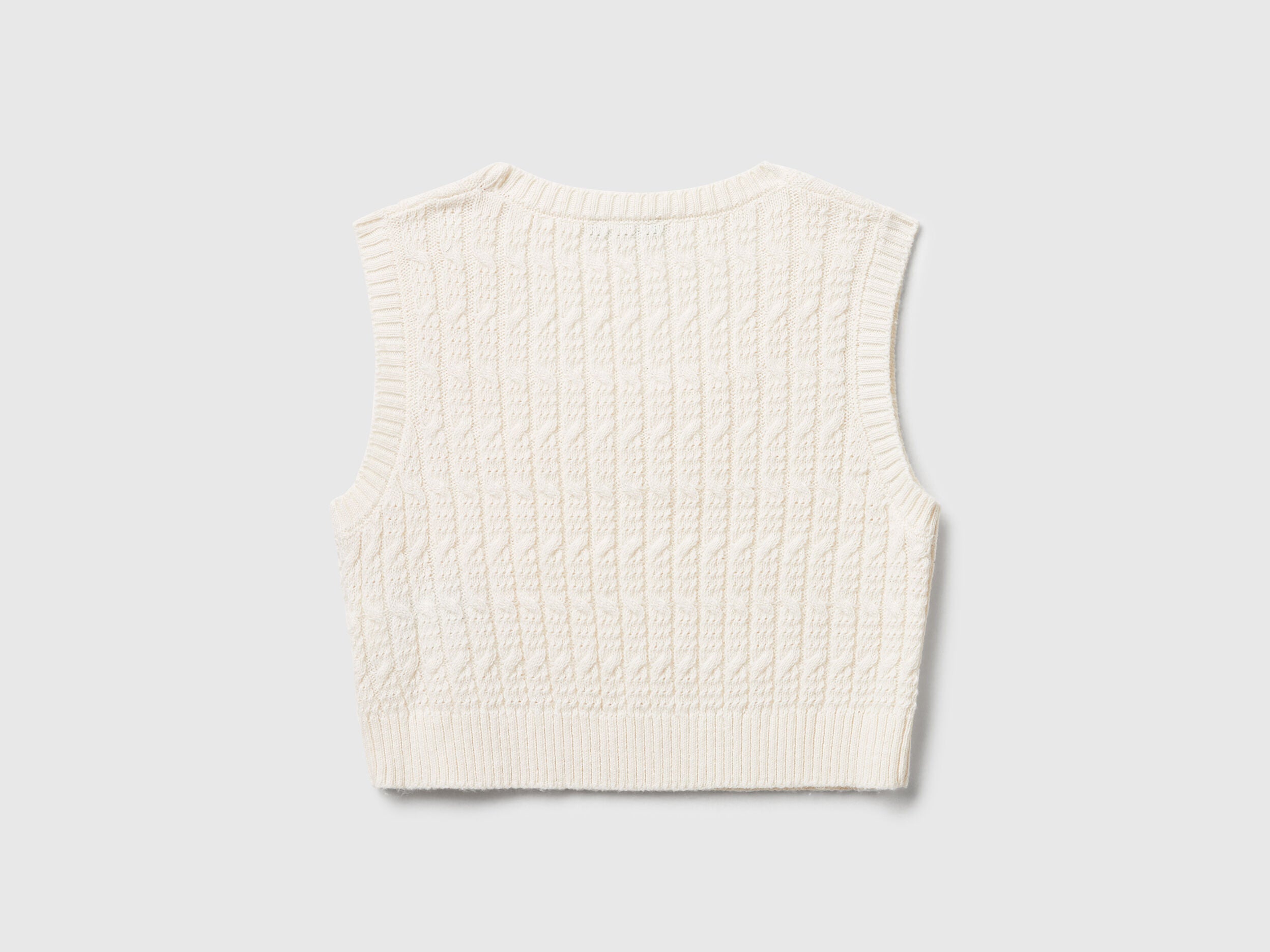 Benetton_Creamy White_Knit Vest with Cables_1D32C108Y_0R2_02
