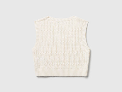 Benetton_Creamy White_Knit Vest with Cables_1D32C108Y_0R2_02