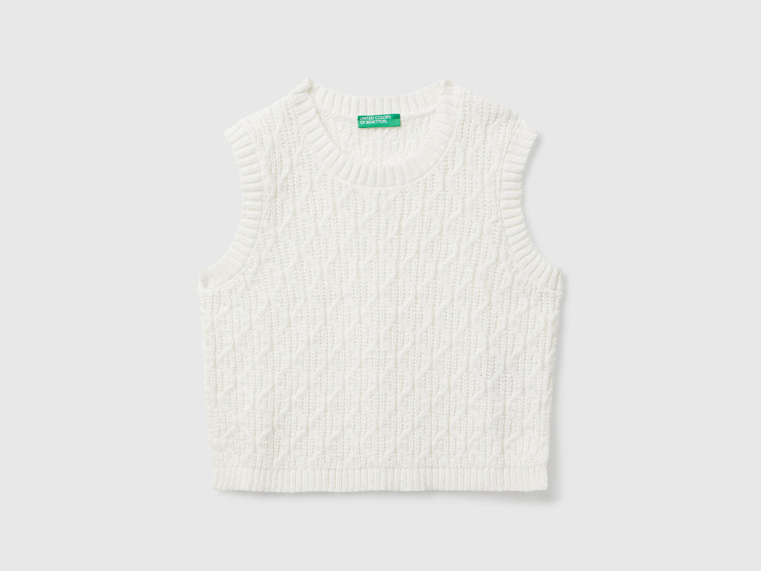 Benetton_Creamy White_Knit Vest_1D32G1011_074_01