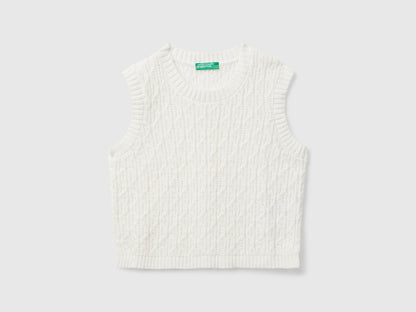 Benetton_Creamy White_Knit Vest_1D32G1011_074_01