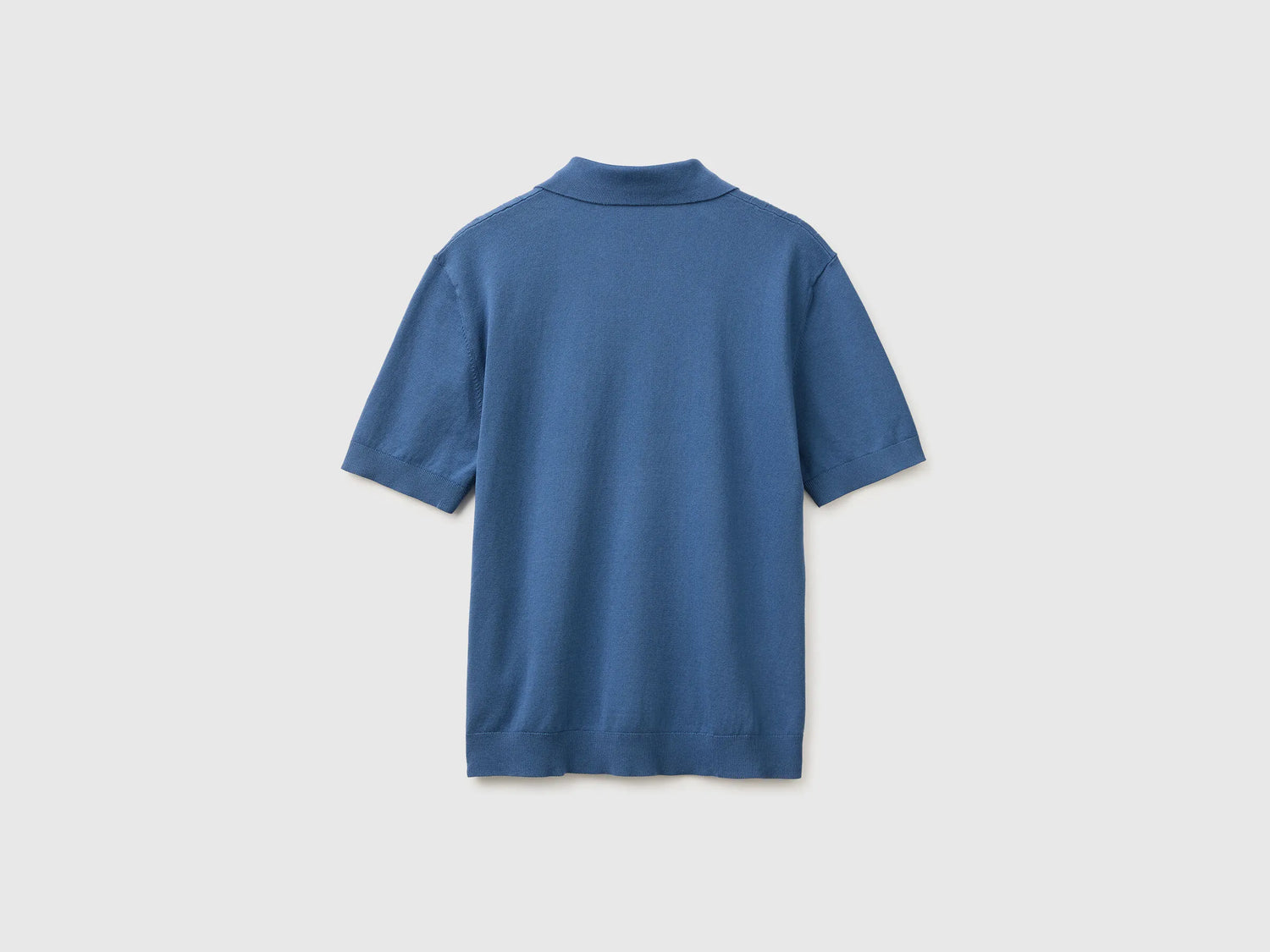 Benetton Blue Men Knitted Polo Shirt with Cables SKU: 1D7ZU301U_217 Image 02
