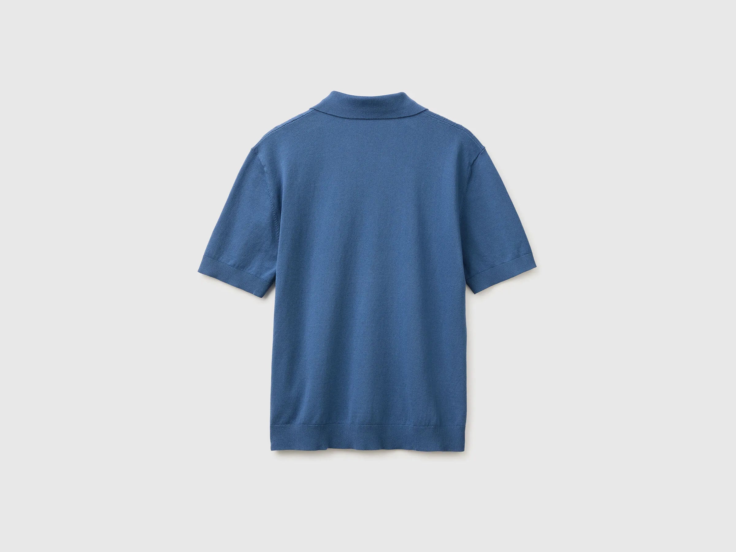 Benetton Blue Men Knitted Polo Shirt with Cables SKU: 1D7ZU301U_217 Image 02