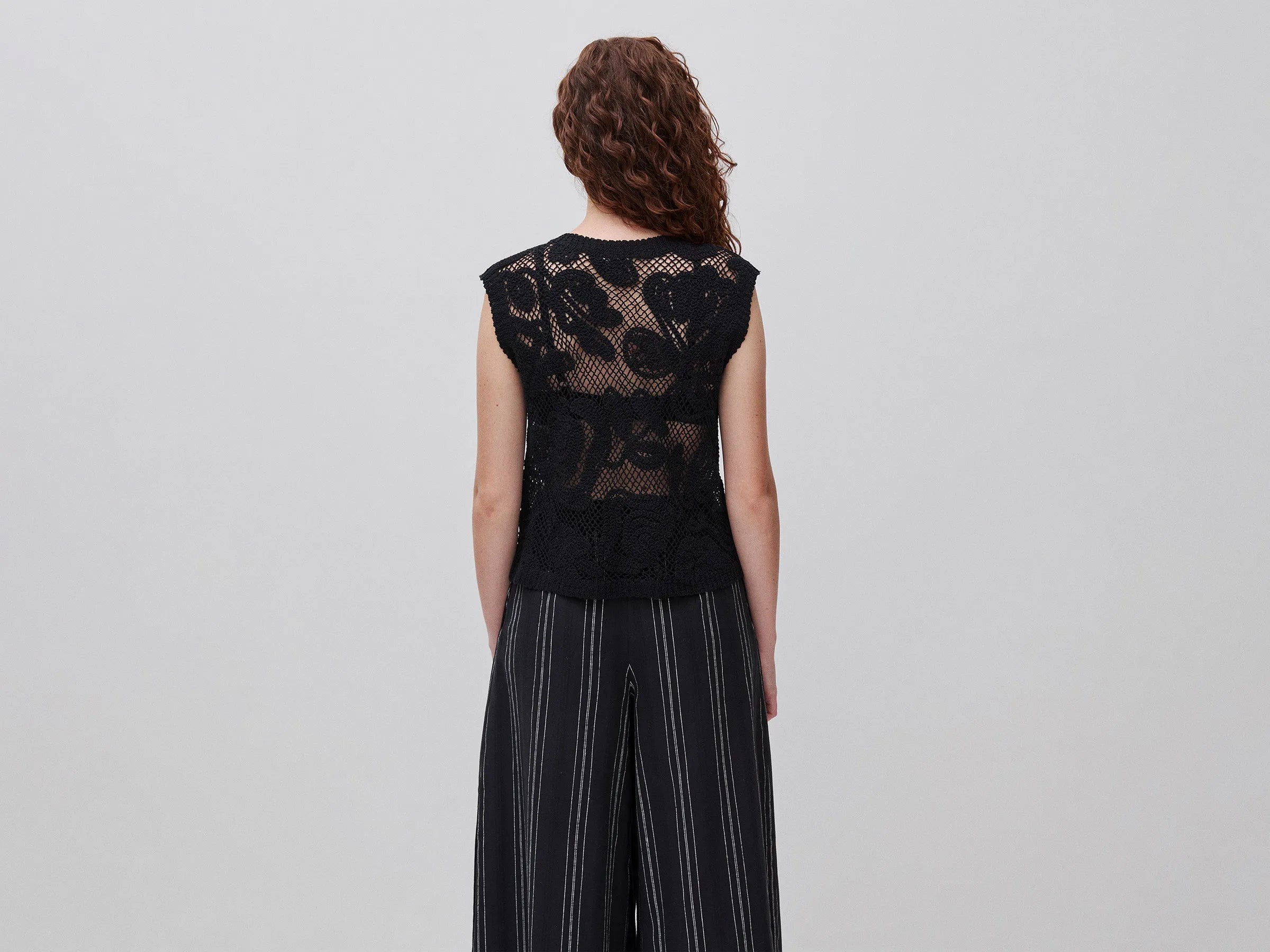 Benetton Black Women Embroidered Top SKU: 1H6GD10H3_100 Image 03