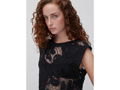Benetton Black Women Embroidered Top SKU: 1H6GD10H3_100 Image 04