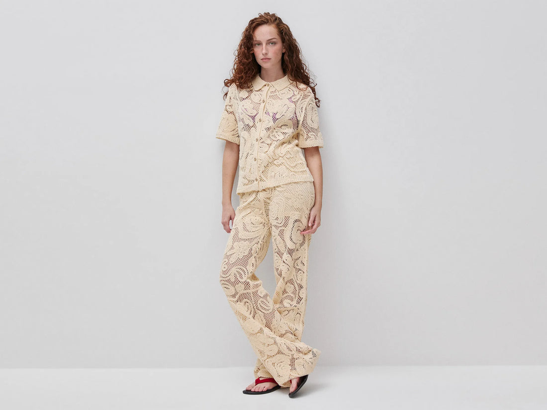 Benetton Beige Women Embroidered Knit Shirt SKU: 1H6GD502V_6L8 Image 02