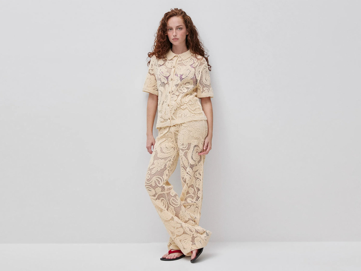 Benetton Beige Women Embroidered Knit Shirt SKU: 1H6GD502V_6L8 Image 02