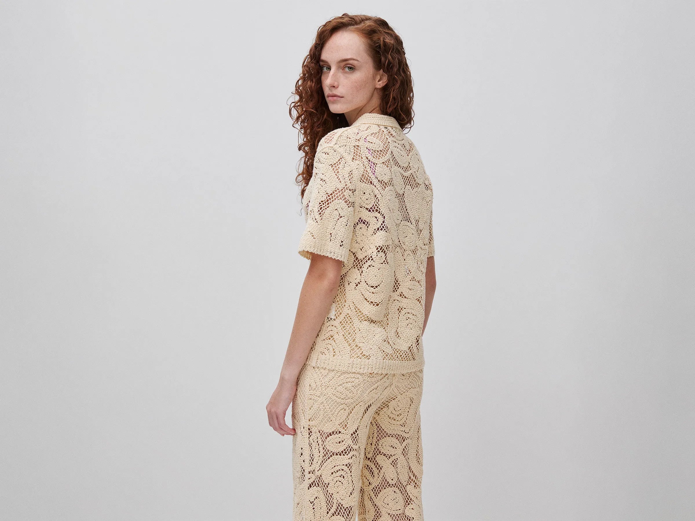 Benetton Beige Women Embroidered Knit Shirt SKU: 1H6GD502V_6L8 Image 03