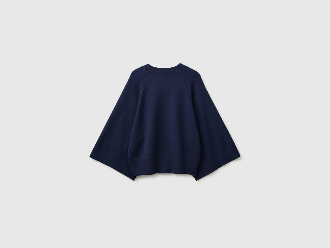 Benetton Dark Blue Women Boxy Fit Shirt SKU: 1IYCD10GG_016 Image 02
