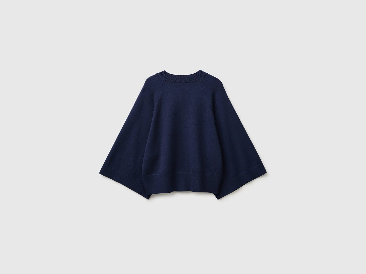 Benetton Dark Blue Women Boxy Fit Shirt SKU: 1IYCD10GG_016 Image 02