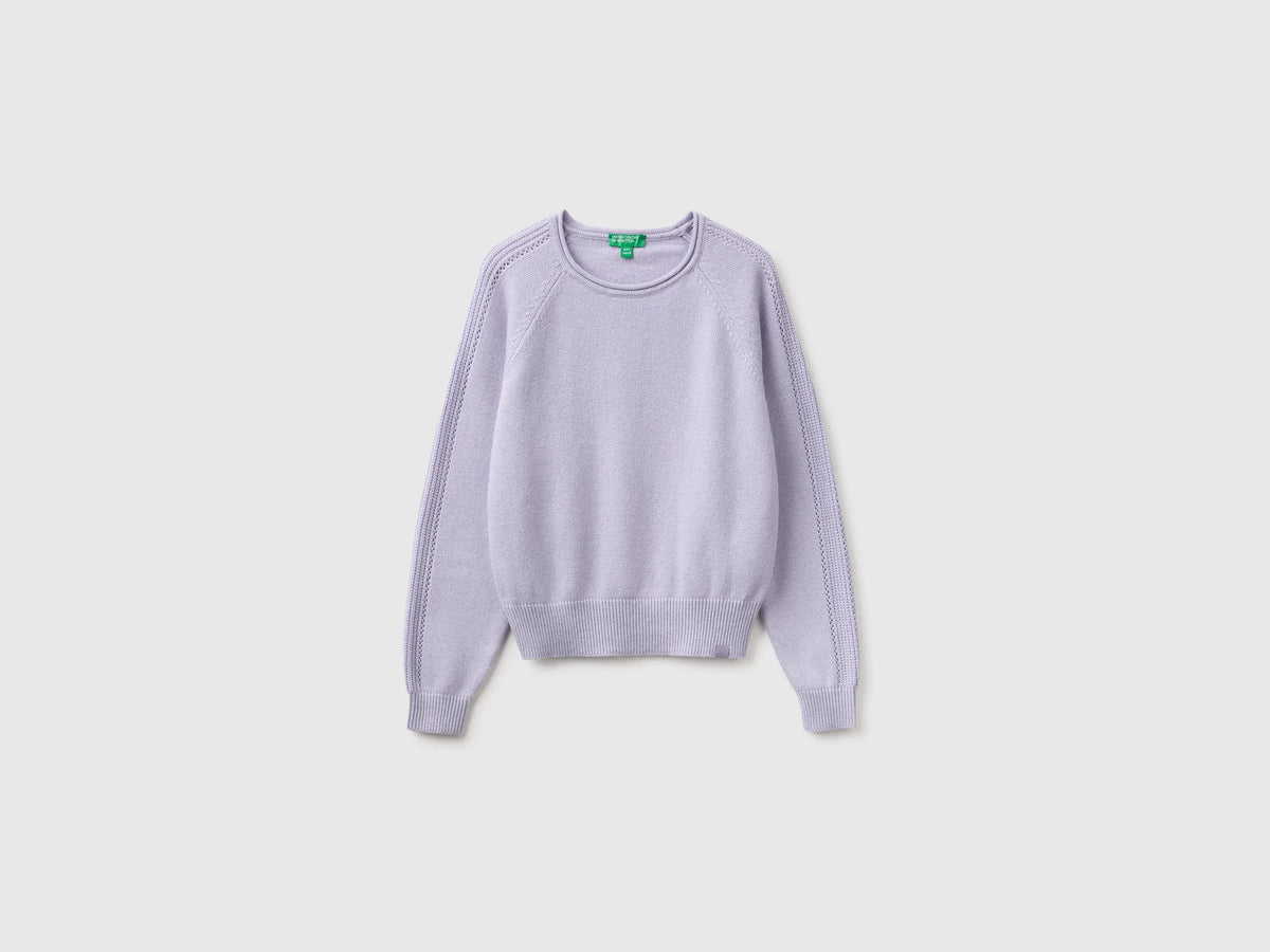 Benetton Lavender Girls Round Neck Sweater SKU: 1LU4C10AB_19B Image 01