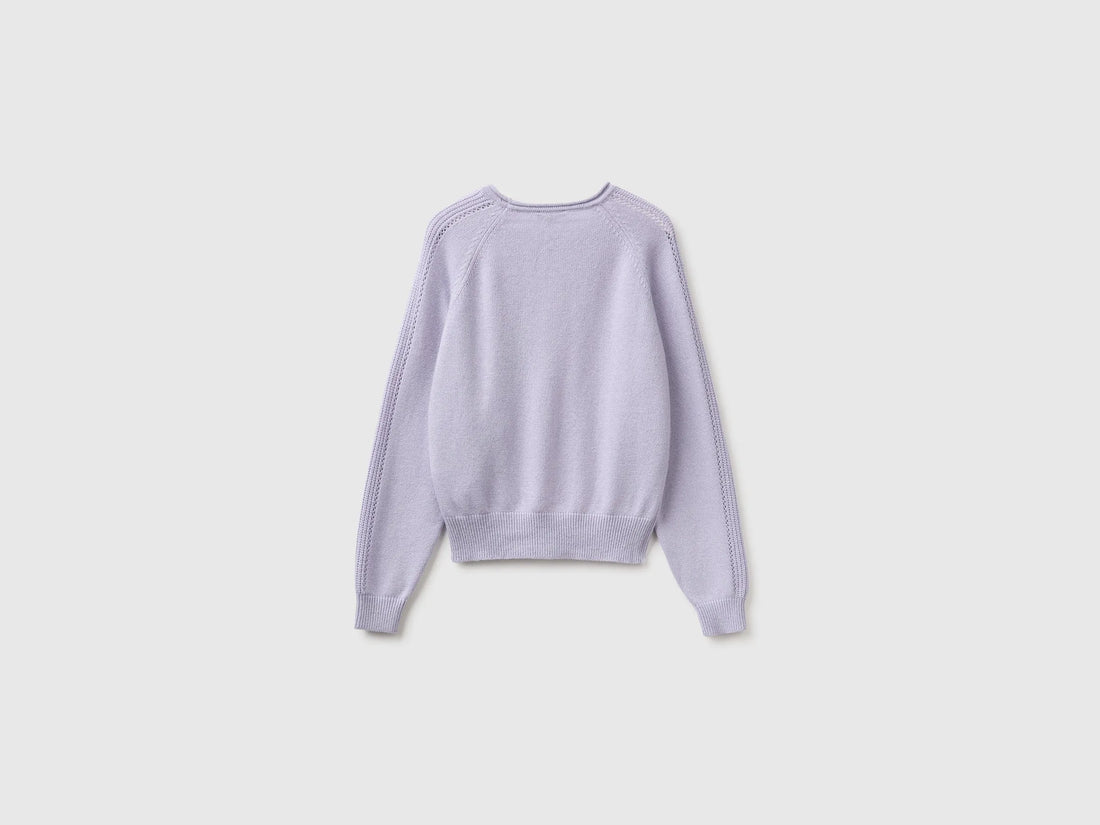 Benetton Lavender Girls Round Neck Sweater SKU: 1LU4C10AB_19B Image 02