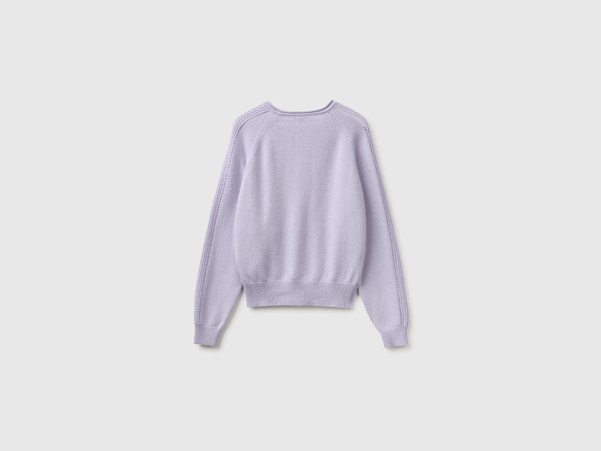 Benetton Lavender Girls Round Neck Sweater SKU: 1LU4C10AB_19B Image 02