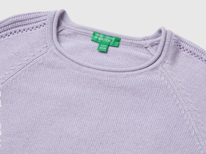 Benetton Lavender Girls Round Neck Sweater SKU: 1LU4C10AB_19B Image 03