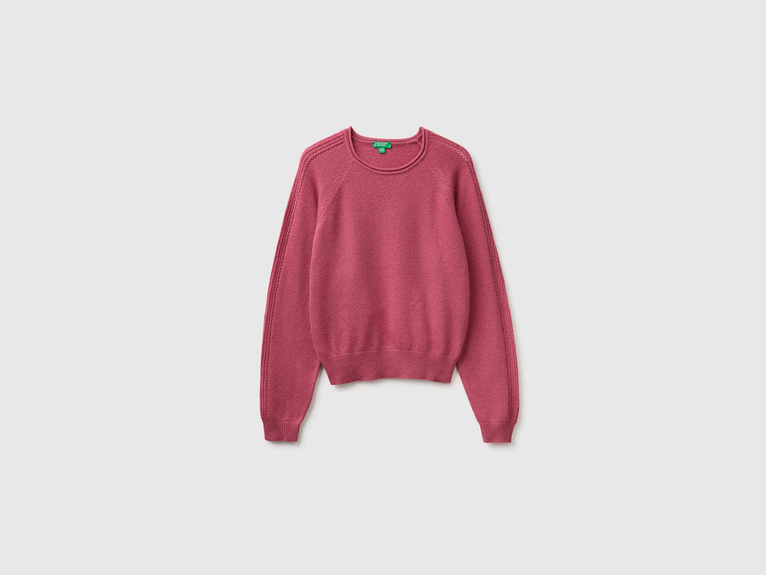 Benetton Fuchsia Girls Round Neck Sweater SKU: 1LU4C10AB_2J4 Image 01