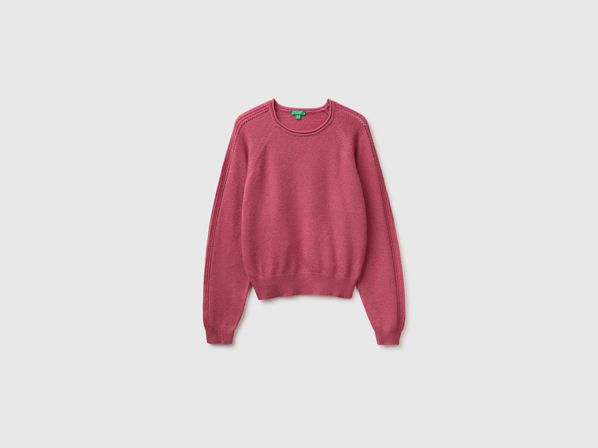 Benetton Fuchsia Girls Round Neck Sweater SKU: 1LU4C10AB_2J4 Image 01