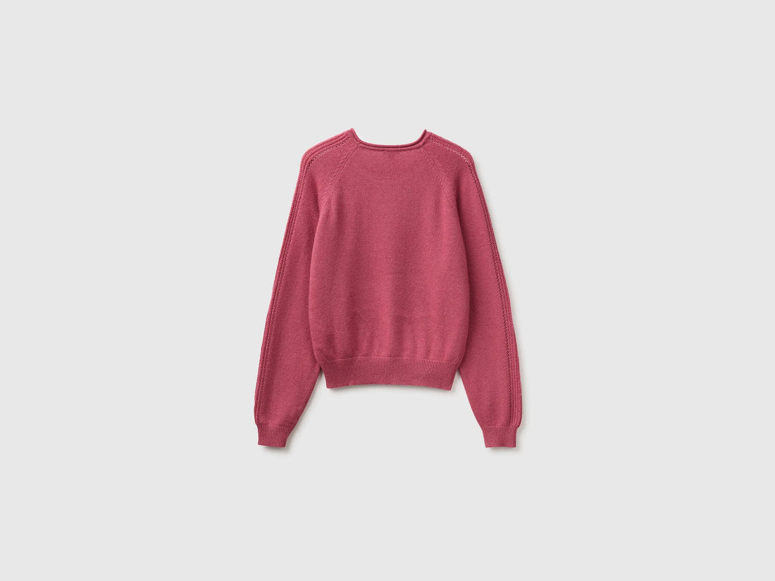Benetton Fuchsia Girls Round Neck Sweater SKU: 1LU4C10AB_2J4 Image 02