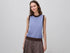Benetton Sky Blue Women 100% Wool Color Block Knitted Vest SKU: 1M6NE10I1_905 Image 01