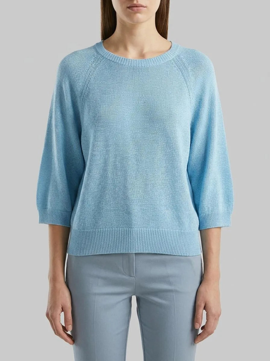 Benetton Light Blue Women Oversized Sweater in Linen Blend SKU: 1MMXD10H6_216 Image 00