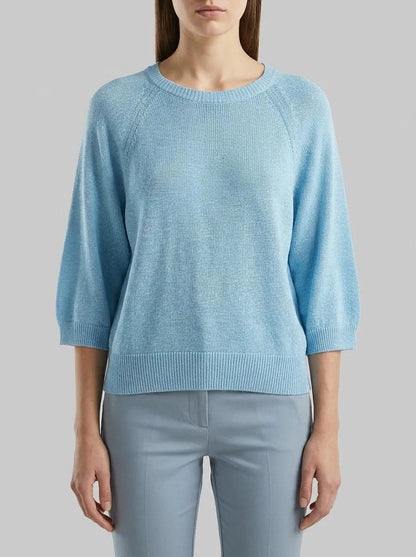 Benetton Light Blue Women Oversized Sweater in Linen Blend SKU: 1MMXD10H6_216 Image 00