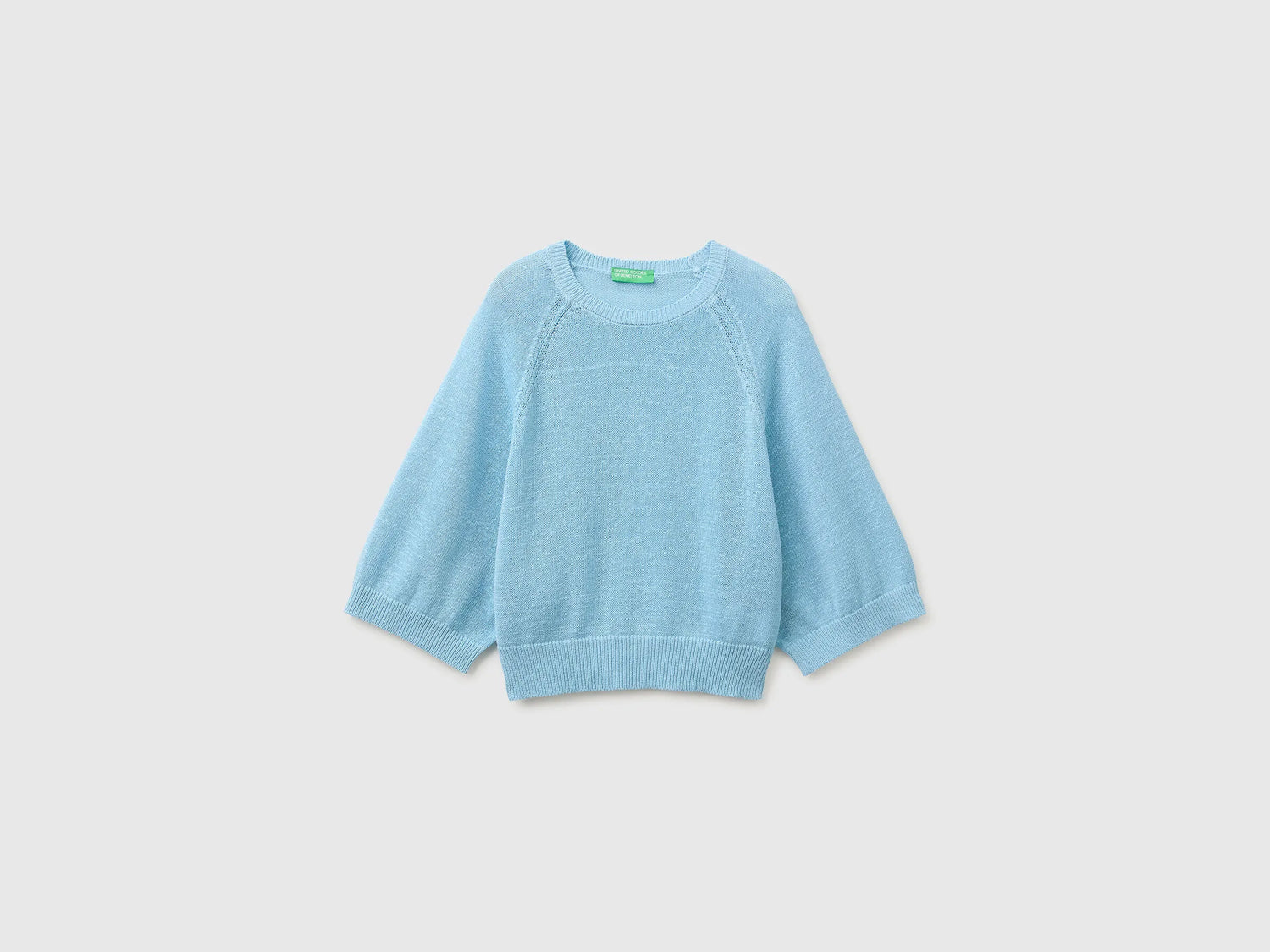 Benetton Light Blue Women Oversized Sweater in Linen Blend SKU: 1MMXD10H6_216 Image 01