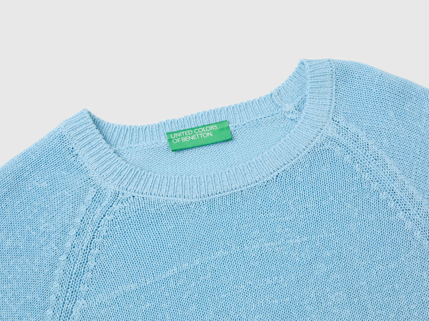 Benetton Light Blue Women Oversized Sweater in Linen Blend SKU: 1MMXD10H6_216 Image 03