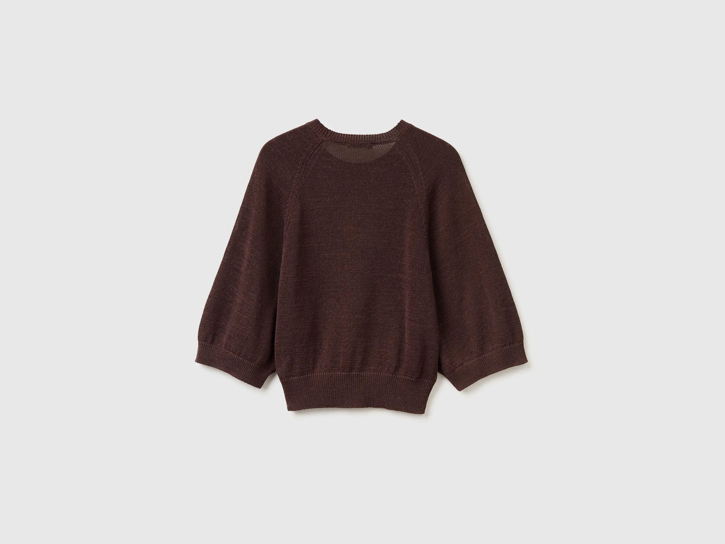 Benetton Brown Women Oversized Sweater in Linen Blend SKU: 1MMXD10H6_33T Image 02