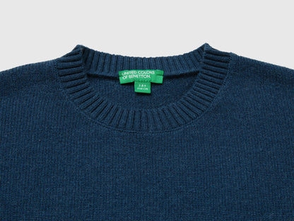 Benetton Dark Blue Boys Wool and Viscose Blend Sweater SKU: 1NRHC10AE_37T Image 03