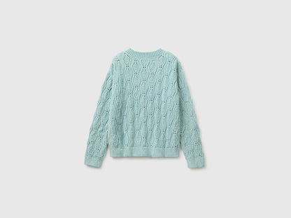 Benetton Aqua Girls Chenille Crew Neck Sweater SKU: 1PEUC10AG_31A Image 02