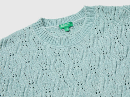 Benetton Aqua Girls Chenille Crew Neck Sweater SKU: 1PEUC10AG_31A Image 03