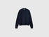 Benetton Dark Blue Women Turtleneck Jumper with Cable Knit in a Wool and Cashmere Blend SKU: 1S9ZD204W_016 Image 01