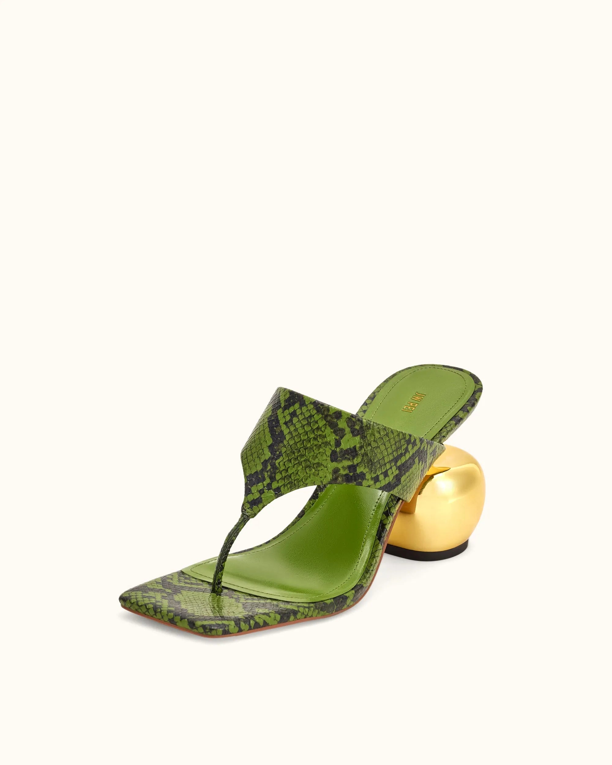 JW PEI Green Women Naomi Snakeskin Heeled Flip Flops - Green SKU: 1SDS145-7_Green Image 07
