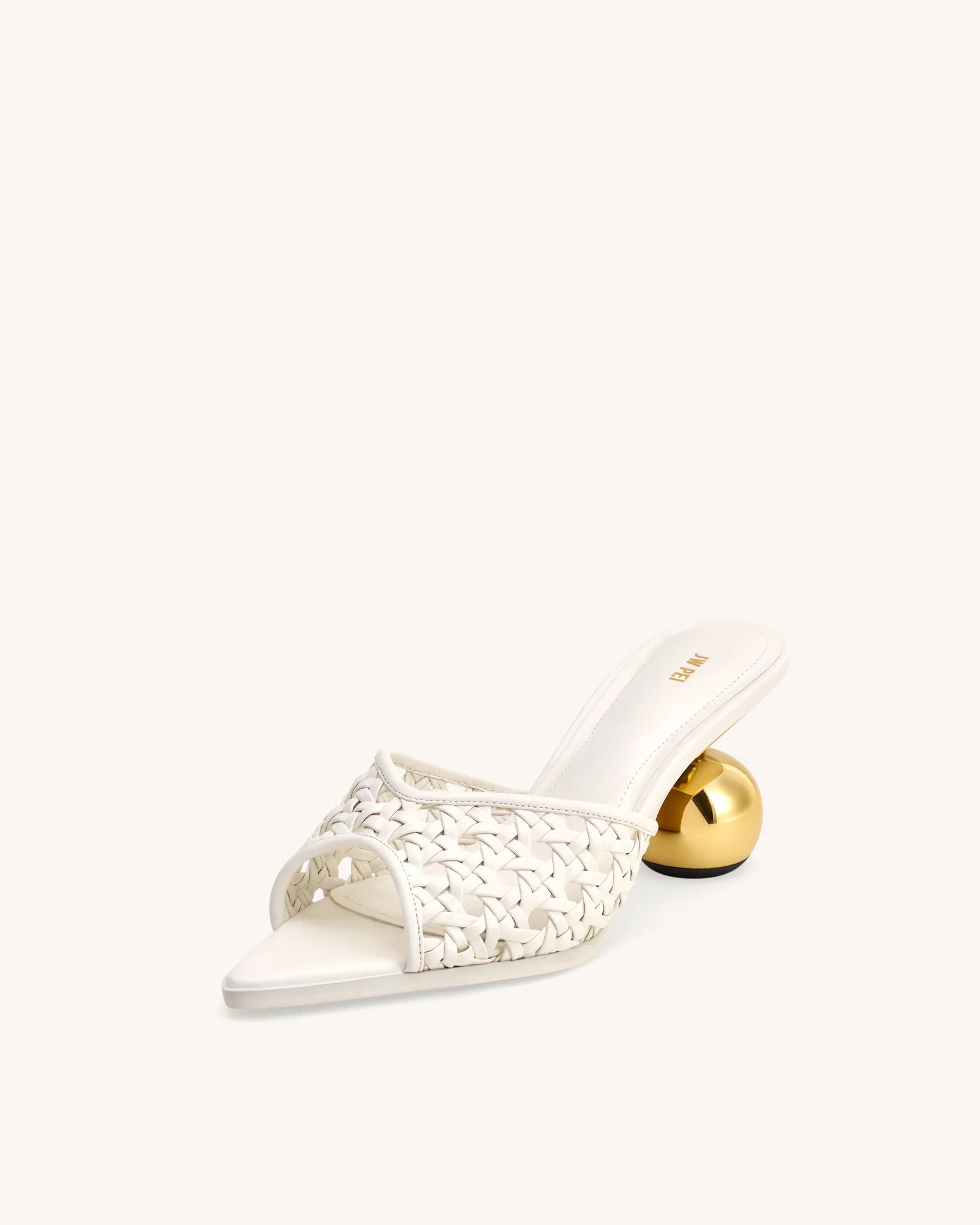 JW PEI White  Ellie Woven Sphere Heel Mules SKU: 1SDS78-2_White Image 05