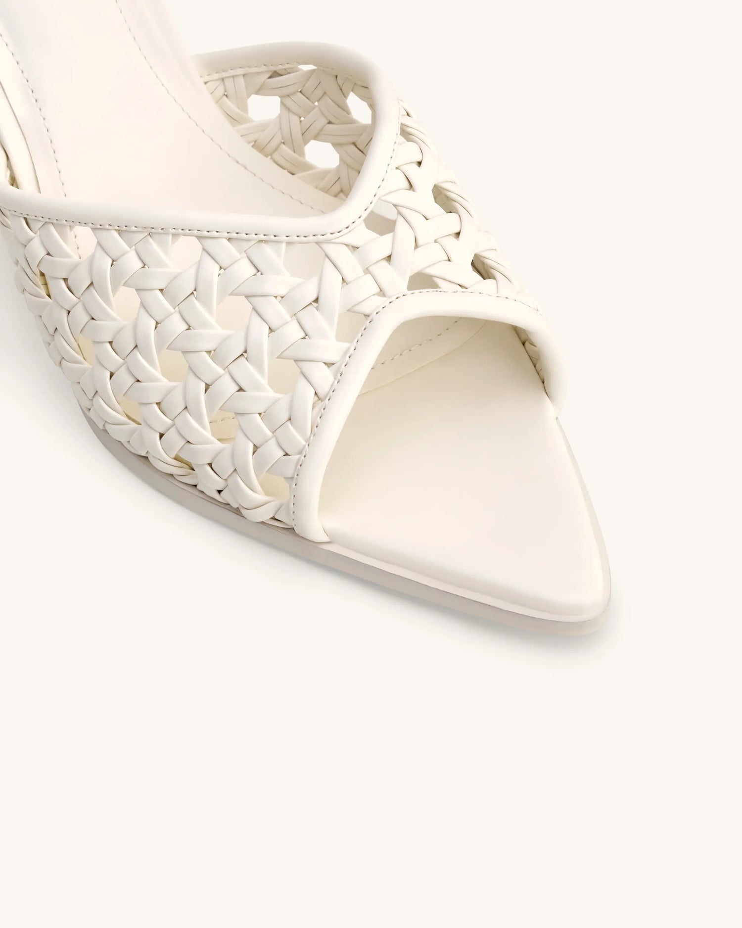 JW PEI White  Ellie Woven Sphere Heel Mules SKU: 1SDS78-2_White Image 06