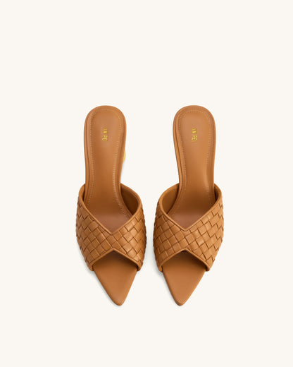 JW PEI Khaki  Ellie Braided Sphere Heel Mules SKU: 1SDS78-32_Khaki Image 01