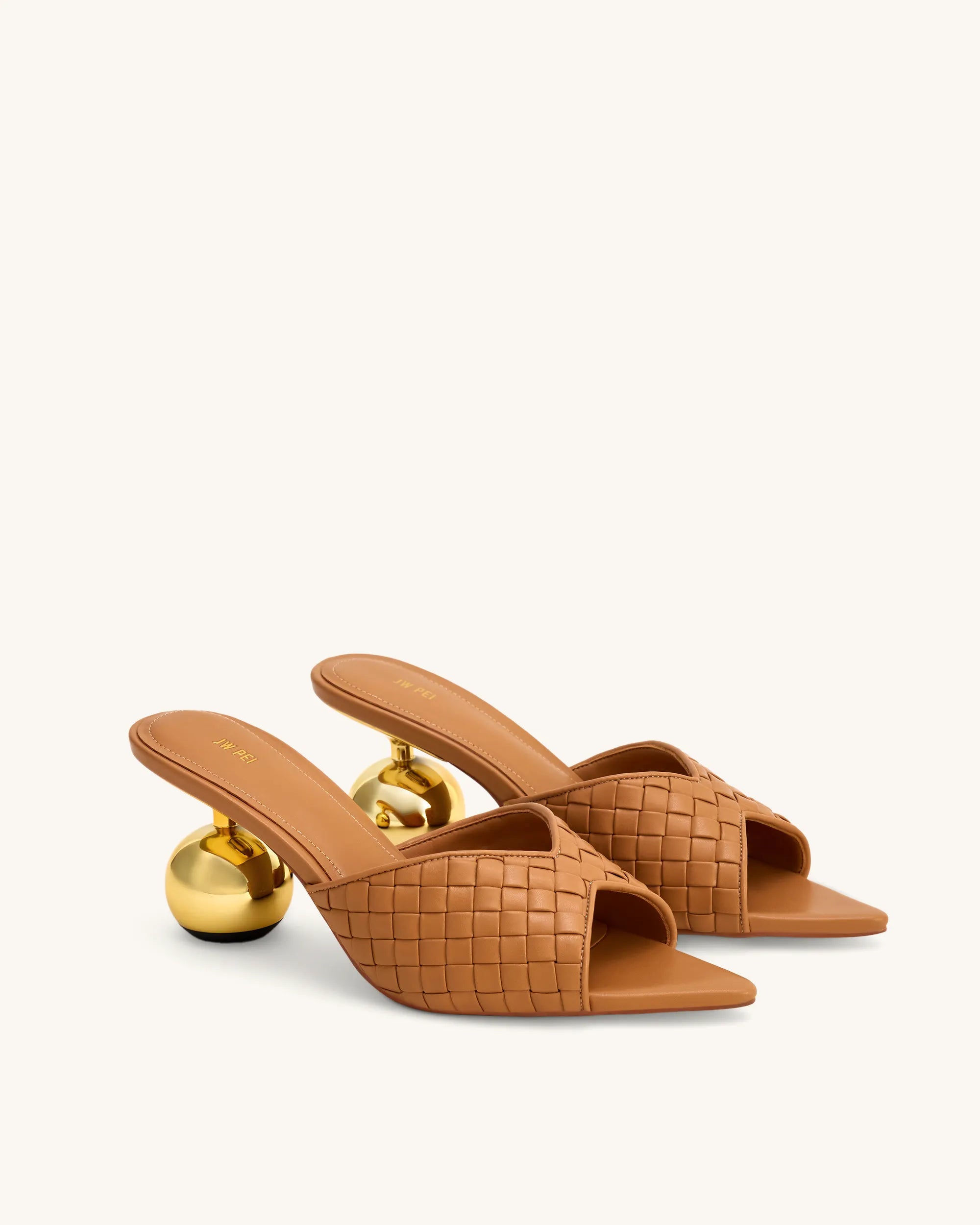 JW PEI Khaki  Ellie Braided Sphere Heel Mules SKU: 1SDS78-32_Khaki Image 05