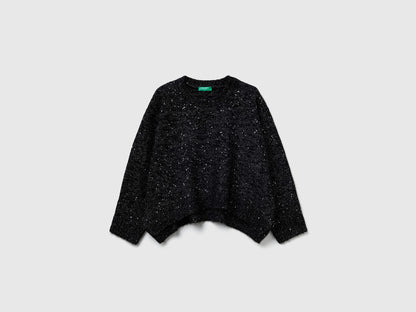 Benetton_Black_Sweater in Wool and Lurex Blend_1VPUC108V_100_01