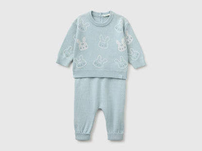 Benetton Sky Blue Unisex Knitted Set with Bunnies SKU: 1ZOCB101J_33W Image 01