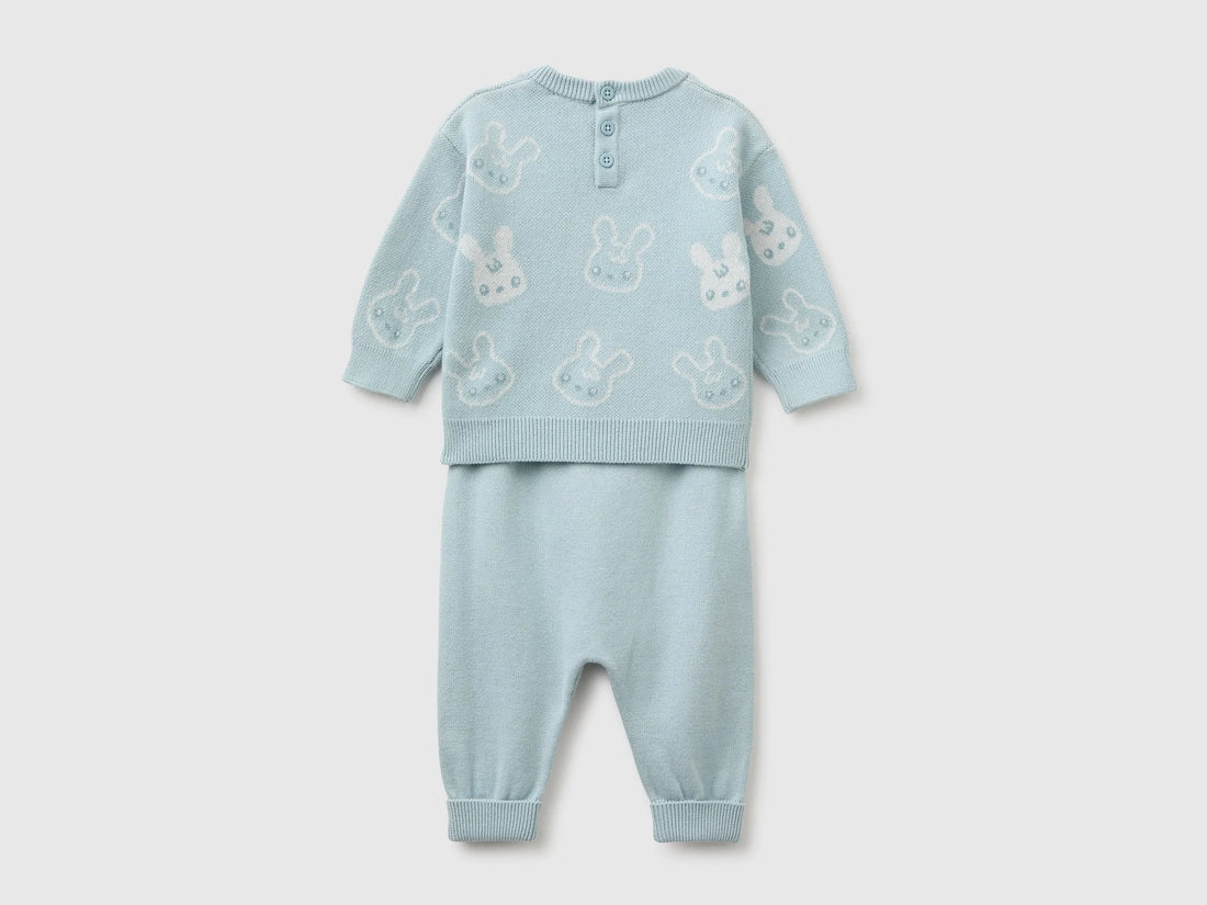 Benetton Sky Blue Unisex Knitted Set with Bunnies SKU: 1ZOCB101J_33W Image 02
