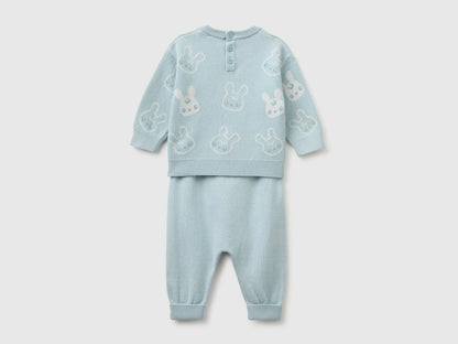 Benetton Sky Blue Unisex Knitted Set with Bunnies SKU: 1ZOCB101J_33W Image 02