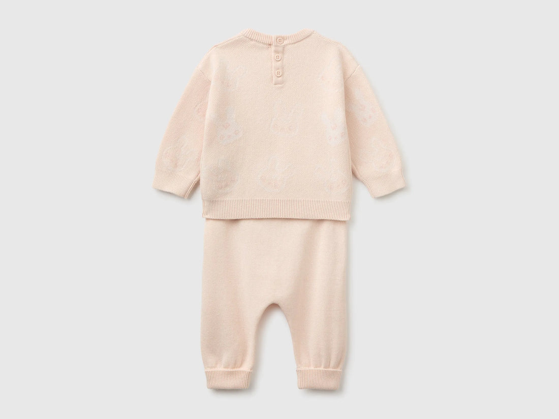 Benetton Soft Pink Girl Knitted Set with Bunnies SKU: 1ZOCB101J_35P Image 02