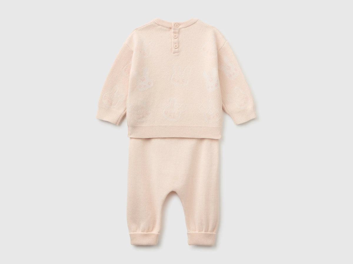 Benetton Soft Pink Girl Knitted Set with Bunnies SKU: 1ZOCB101J_35P Image 02